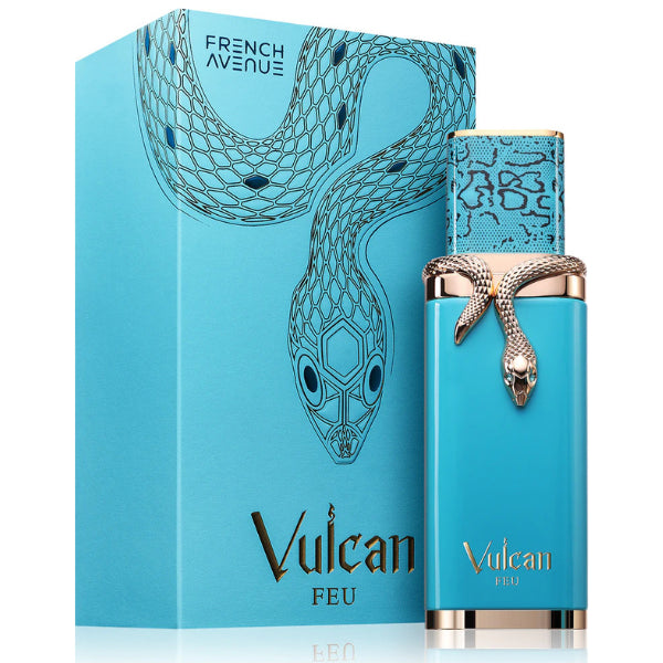 French Avenue Vulcan Feu 100ml eau de parfum teal snake bottle
