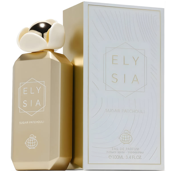 Fragrance World Elysia Sugar Patchouli 100ml eau de parfum bottle detail
