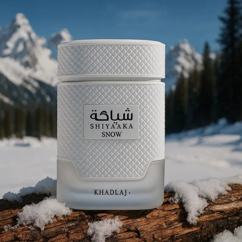 Khadlaj Shiyaaka Snow 100ml eau de parfum bottle and packaging