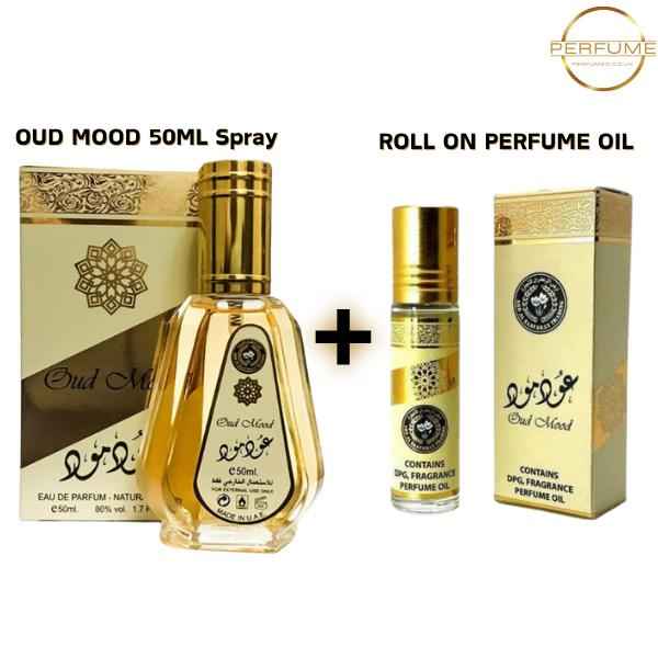 Lattafa Oud Mood 50ml and 10ml Roll-On Bundle