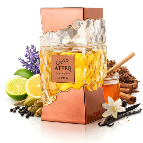 Nusuk Ateeq 100ml eau de parfum, amber honey and citrus aromatic fragrance