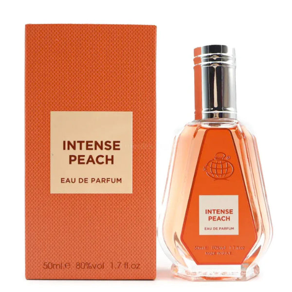 Fragrance World Intense Peach 50ml eau de parfum bottle