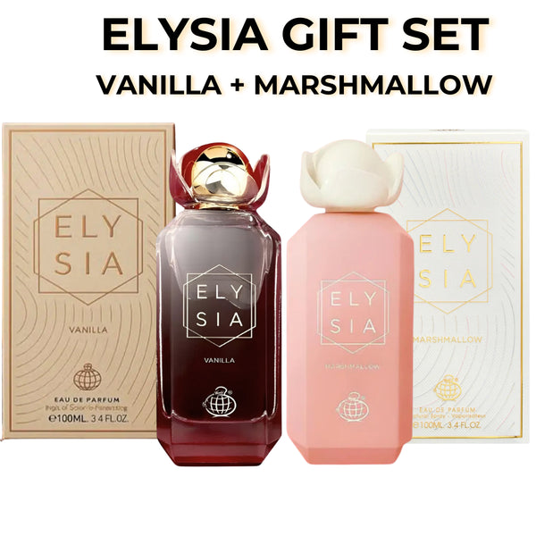 Fragrance World Elysia Vanilla and Marshmallow gift set two 100ml bottles