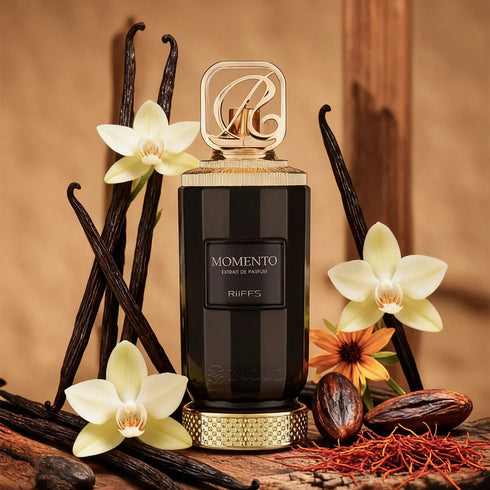 Riiffs Momento 100ml eau de parfum, deep amberwood oud unisex perfume presentation