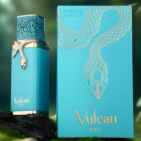 French Avenue Vulcan Feu 100ml eau de parfum bottle detail
