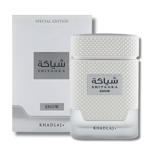 Khadlaj Shiyaaka Snow 100ml fresh eau de parfum label detail