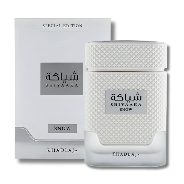Khadlaj Shiyaaka Snow 100ml fresh eau de parfum label detail