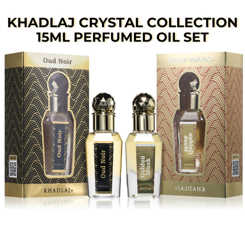 Khadlaj Golden Musk & Oud Noir Perfume Oil Duo 2 x 15ml - Perfumeo.co.uk