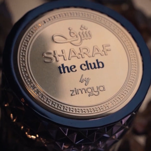 Zimaya Sharaf The Club 100ml eau de parfum bottle and box