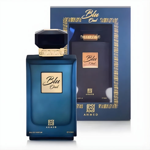 Ahmed Al Maghribi Blu Oud 100ml eau de parfum bottle front view