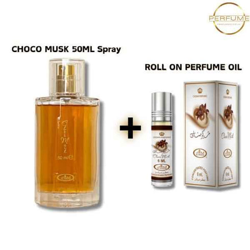 Al Rehab Choco Musk 50ml and 6ml Roll-On Bundle