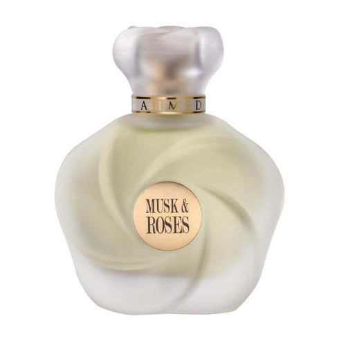 Ahmed Al Maghribi Musk and Roses 100ml eau de parfum bottle front view