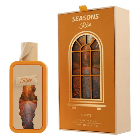 Riiffs Seasons Rise 100ml eau de parfum, creamy amber gourmand unisex perfume presentation