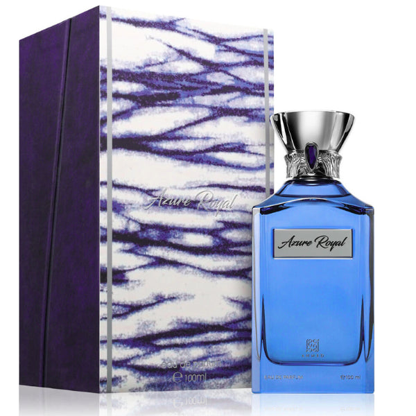 Ahmed Al Maghribi Azure Royal 100ml eau de parfum blue bottle with box