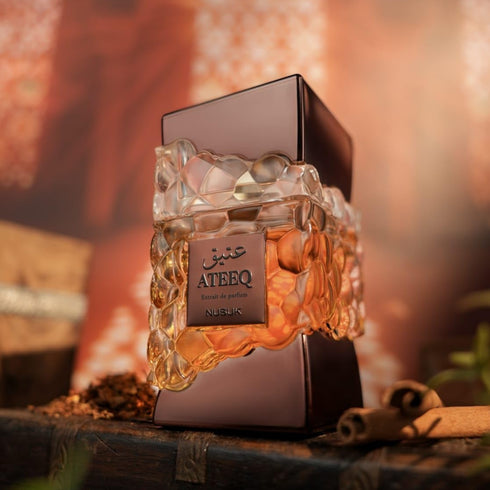 Nusuk Ateeq 100ml eau de parfum, sweet honey gourmand crystal bottle