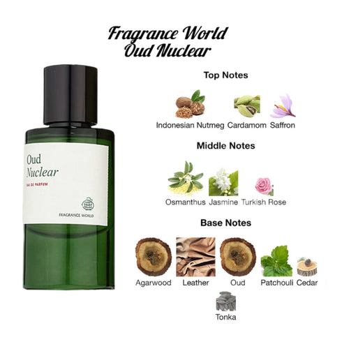 Fragrance World Oud Nuclear 60ml eau de parfum green bottle