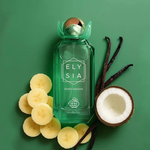 Fragrance World Elysia Sweet Banana 100ml eau de parfum bottle detail