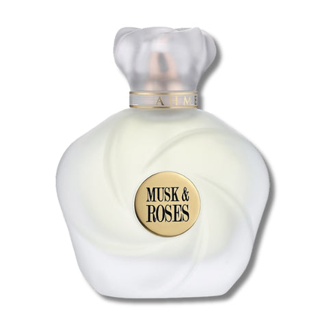 Ahmed Al Maghribi Musk and Roses 100ml eau de parfum white swirl bottle