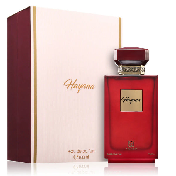 Ahmed Al Maghribi Hayana 100ml eau de parfum red bottle with pink box