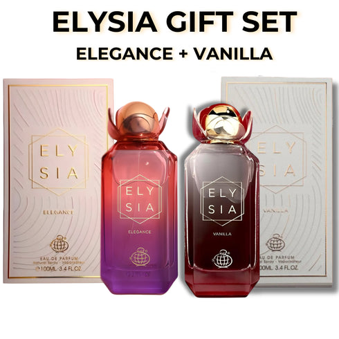 Fragrance World Elysia Elegance and Vanilla gift set two 100ml bottles