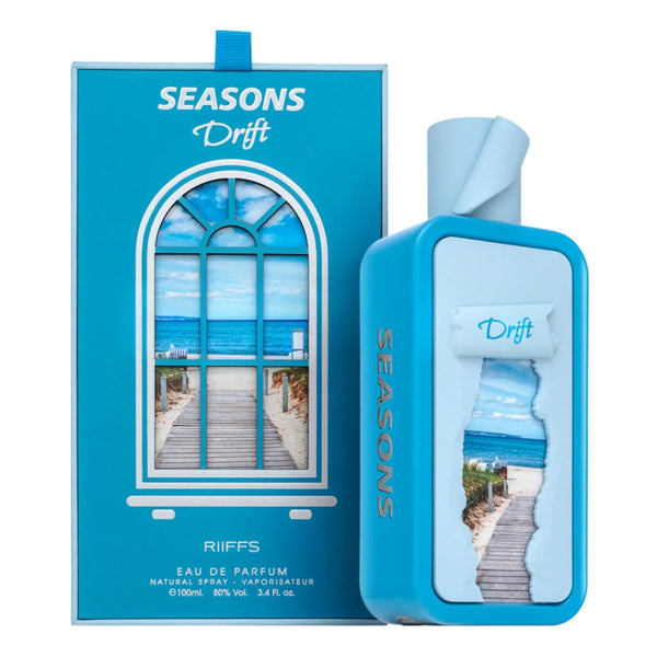Riiffs Seasons Drift 100ml eau de parfum bottle, lemon pink pepper and cedar fresh womens fragrance