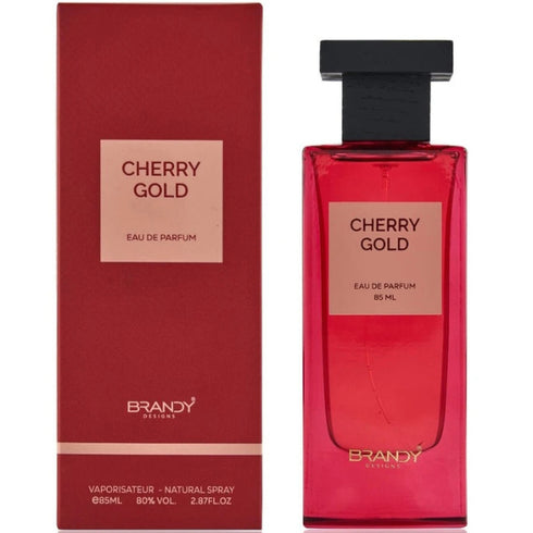 Brandy Cherry Gold 85ml eau de parfum bottle, sweet cherry gourmand Arabian fragrance for women