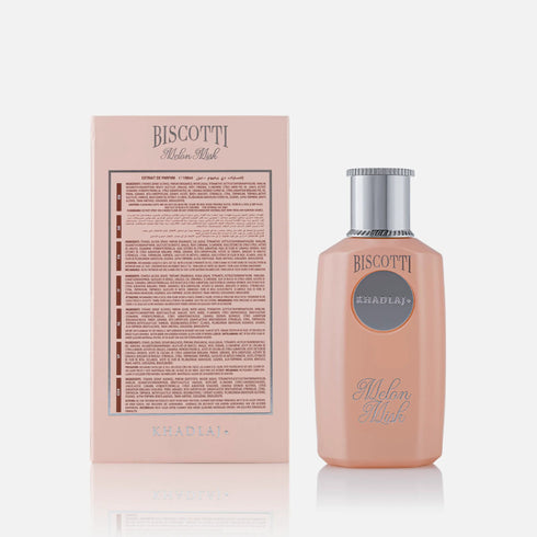 Khadlaj Biscotti Melon Misk 100ml eau de parfum label detail