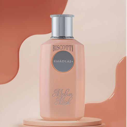 Khadlaj Biscotti Melon Misk 100ml eau de parfum bottle with box